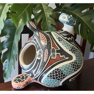 Mata Ortiz Pottery Snake Lizard Iguana Seed Pot Jorge Corona Guillen Mexican Art